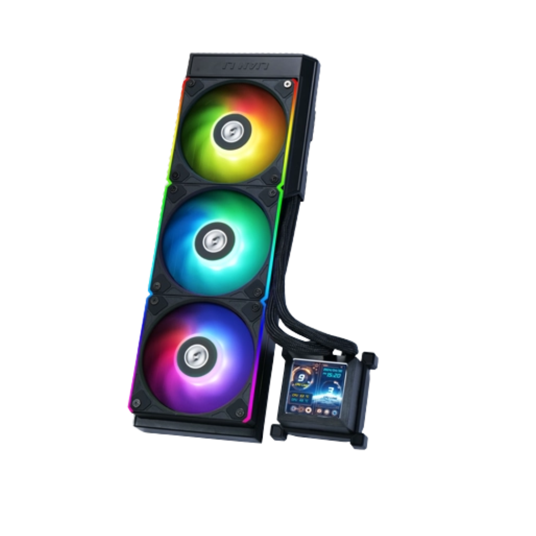 Lian Li HYDRO SHIFT LCD 360S BLACK liquid cooler for ultimate Gaming PC UAE, essential for Best Gaming PC Dubai builds by PC Builder by Venom Gaming.