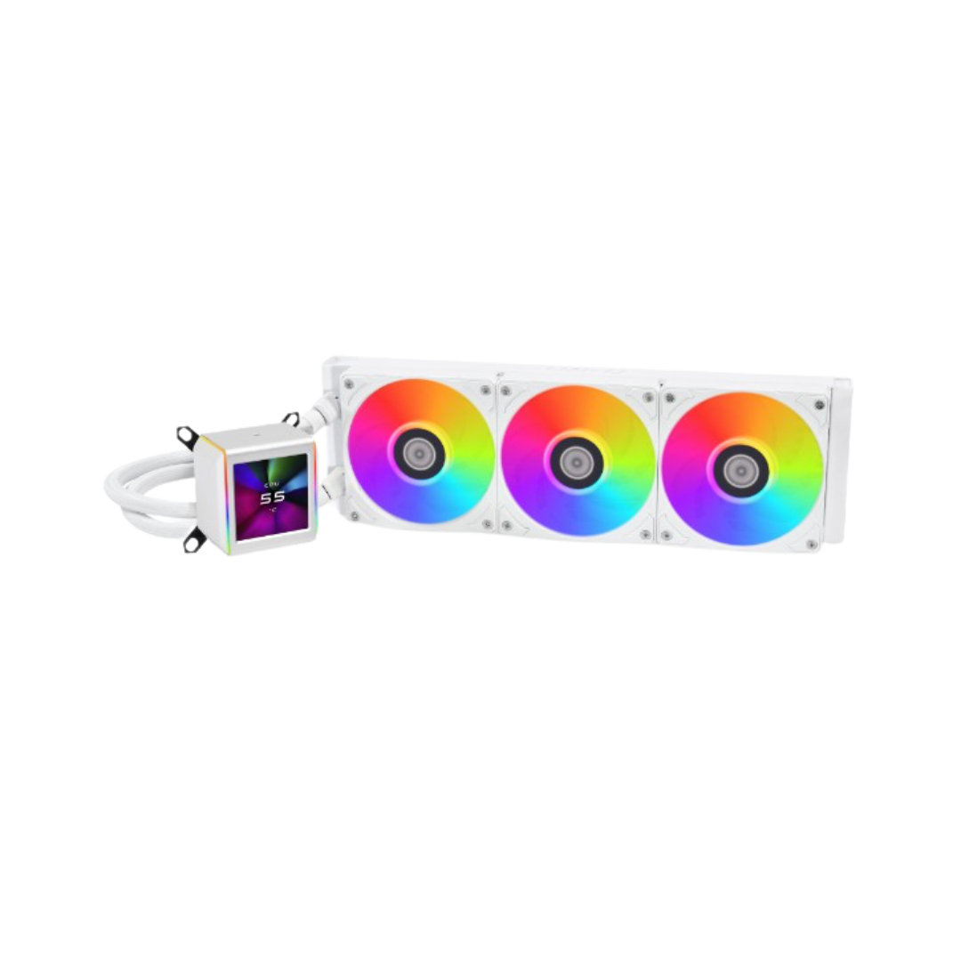 Lian Li GA II LCD SL INF 360mm RGB WHITE liquid cooler for ultimate Gaming PC UAE, essential for Best Gaming PC Dubai builds by PC Builder by Venom Gaming.