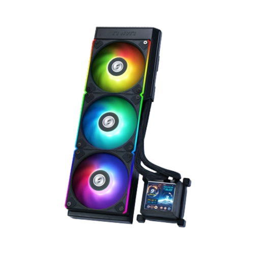 Lian Li HYDRO SHIFT LCD 360S BLACK liquid cooler for ultimate Gaming PC UAE, essential for Best Gaming PC Dubai builds by PC Builder by Venom Gaming.

