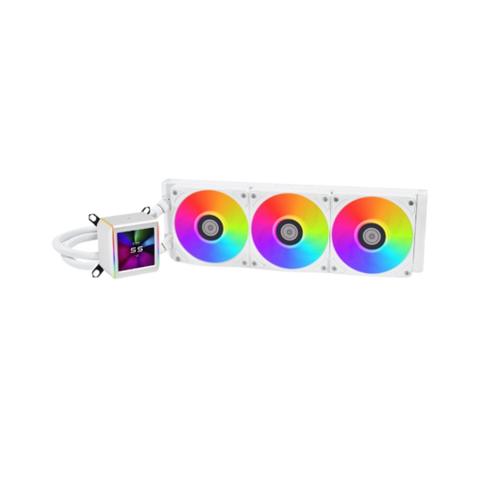 Lian Li GA II LCD SL INF 360mm RGB WHITE liquid cooler for ultimate Gaming PC UAE, essential for Best Gaming PC Dubai builds by PC Builder by Venom Gaming.
