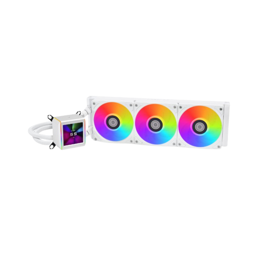 Lian Li GA II LCD SL INF 360mm RGB WHITE liquid cooler for ultimate Gaming PC UAE, essential for Best Gaming PC Dubai builds by PC Builder by Venom Gaming.
