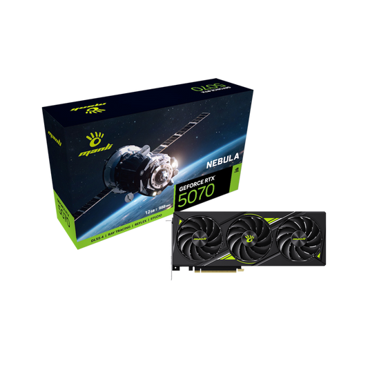 Nebula RTX 5070 12GB graphics card for next-gen Gaming PC UAE, ideal for Best Gaming PC Dubai builds by PC Builder by Venom Gaming.
