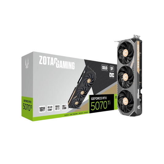 ZOTAC RTX 5070TI SOLID SFF OC 16GB graphics card for compact Gaming PC UAE, essential for Best Gaming PC Dubai builds by PC Builder by Venom Gaming.