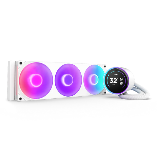 NZXT KRAKEN ELITE 360MM V2 RGB WHITE liquid cooler for ultimate Gaming PC UAE, essential for Best Gaming PC Dubai builds by PC Builder by Venom Gaming.
