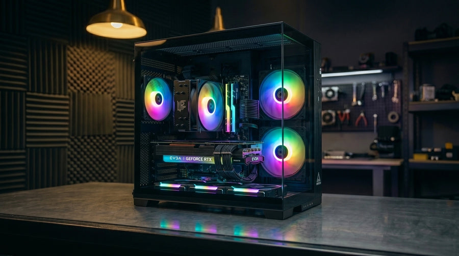 Vortex Reaver custom gaming PC with RTX 5050 — 1080p Competitive · GPU-Upgrade Ready. Built by Venom Gaming UAE in Dubai.