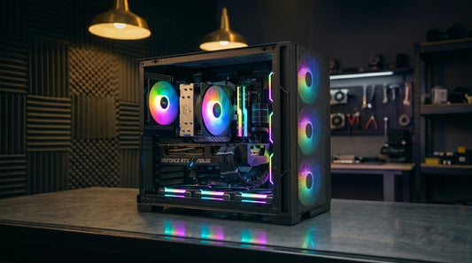 Specter Vanguard custom gaming PC with RTX 5060 Ti — 1440p AAA Gaming. Built by Venom Gaming UAE in Dubai.