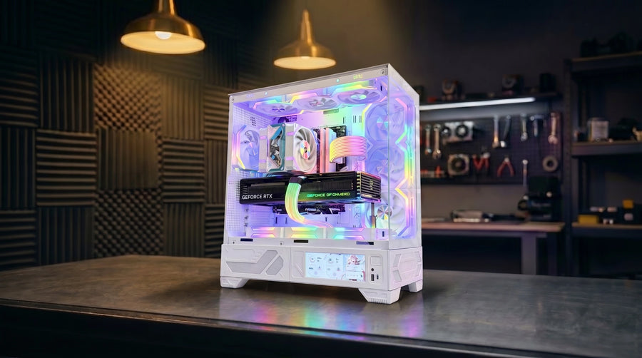 Tempest Phantom custom gaming PC with RTX 5060 Ti — 1440p AAA + 4K Entry Gaming. Built by Venom Gaming UAE in Dubai.